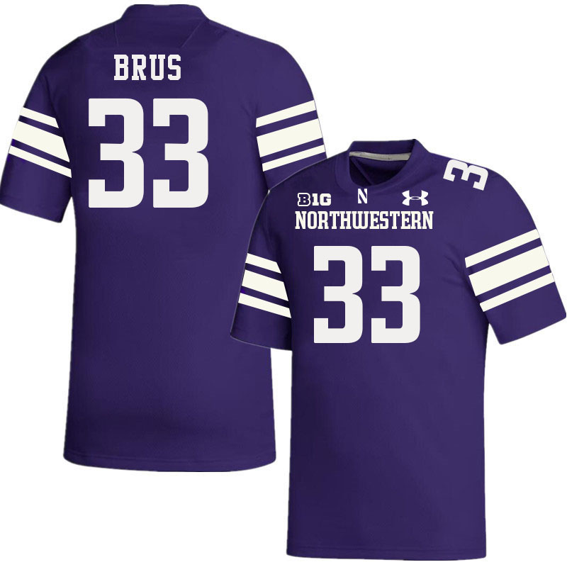 Northwestern Wildcats #33 Braydon Brus College Football Jerseys Stitched-Purple